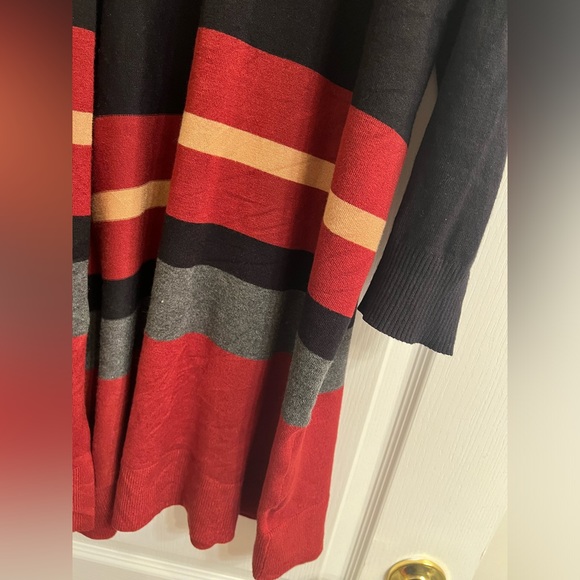 Lane Bryant Colorblock Striped Overpiece Cardigan Duster Sweater - size 14/16 - Picture 3 of 10